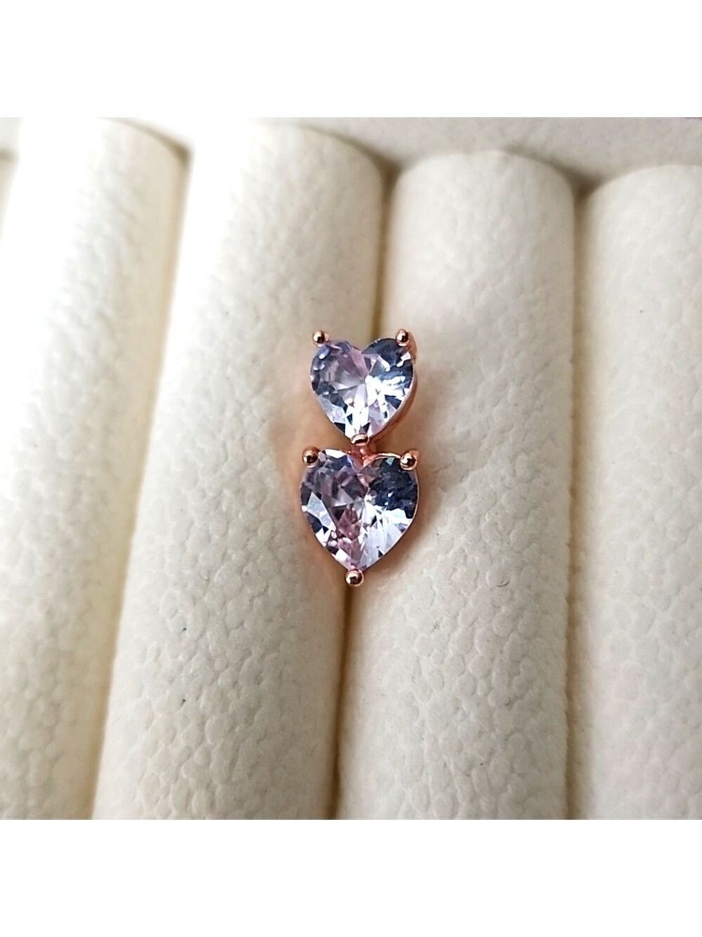14 G SURGICAL STEEL DANGLE  Heart  BELLY BUTTON Simulated Diamond ROSE GOLD